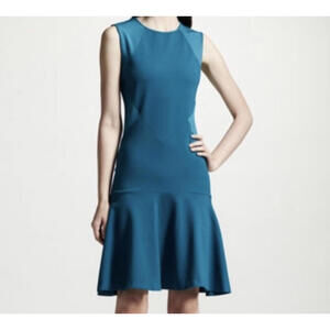 STELLA MCCARTNEY teal sleeveless drop waist dress sz 2